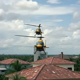 helicópteros em teste de pouso