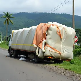 carreta carregada com polietileno